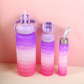 Gradient color double drinking plastic cup 3pcs set