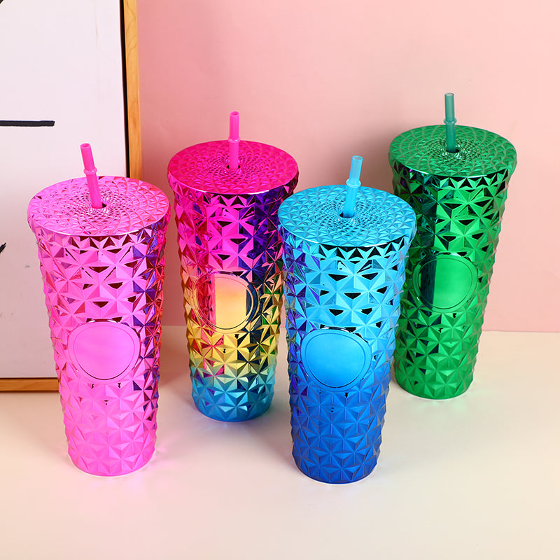 Double layer fish scale plastic cup-710ml
