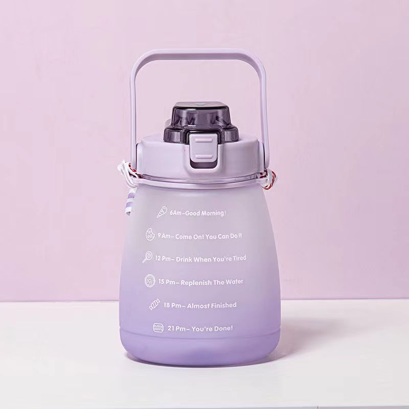 Gradient Color Sports Plastic Straw Cup-1.3L