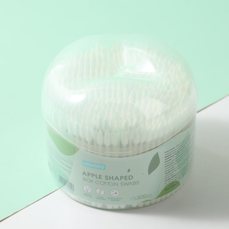 500pcs apple shaped box cotton swabs-bamboo rod with round and point tip