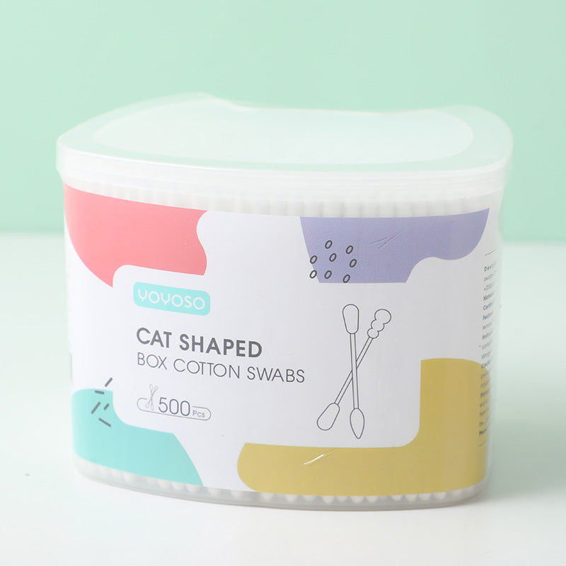 500pcs cat shaped box cotton swabs-245pcs paper rod with point and round tip +25