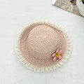 Lace edge flower children's sun hat-pink