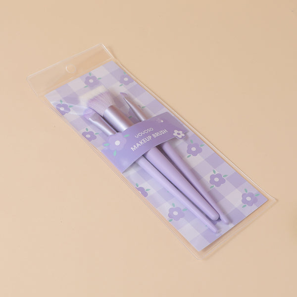 Purple series 3pcs cosmetic brush combo (contouring brush+eye shadow concealer b