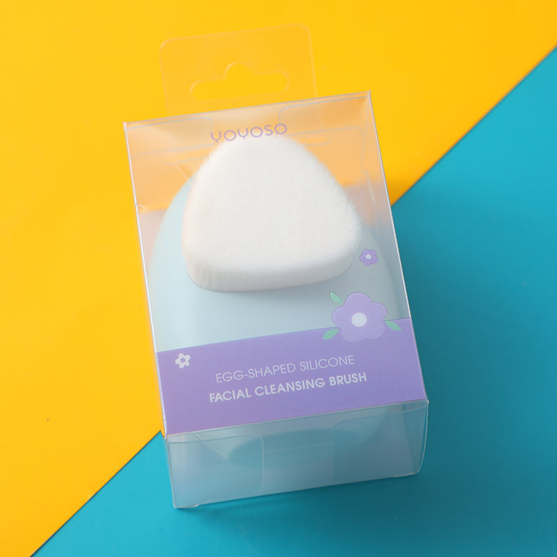 Egg-shaped silicone facial cleansing brush-blue