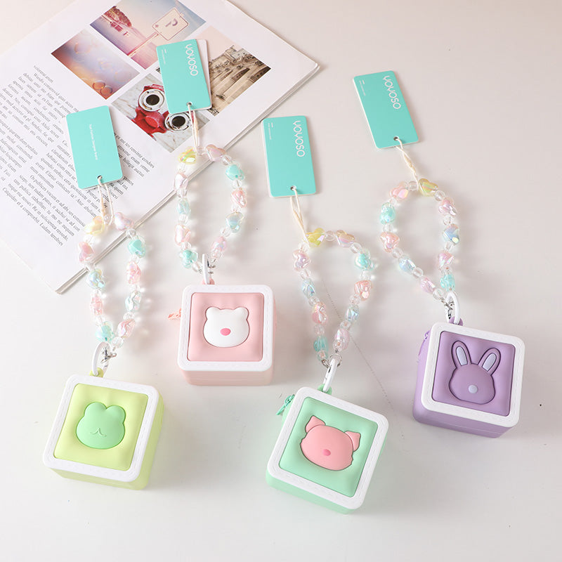 Square coin purse with bead chain