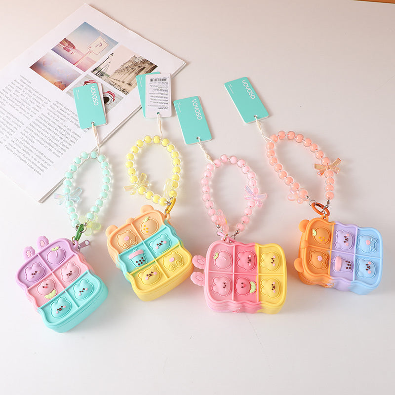 Colorful coin purse with bead chain