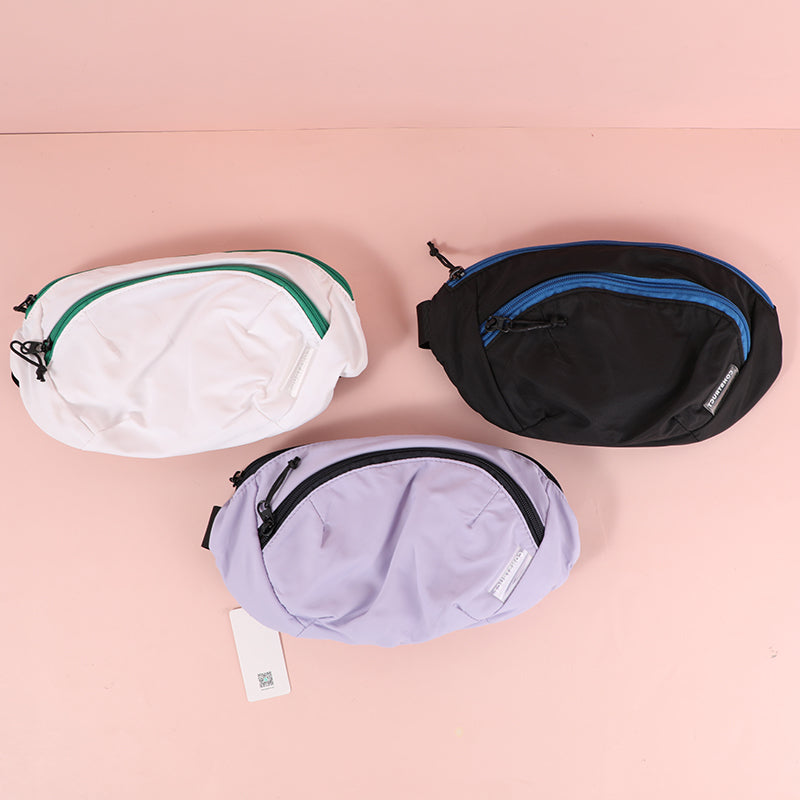 Splicing color fanny pack with zipper