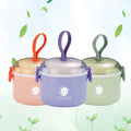 Round lunch box with handle