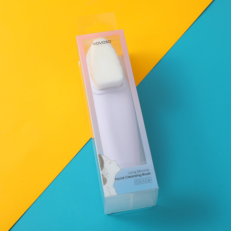 Long silicone facial cleansing brush-purple