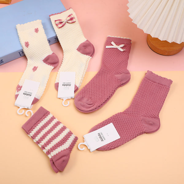 Soft Pink Children's Mid-Calf Socks-XL 2？pairs set