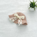 Lace bowknot children's straw hat-pink