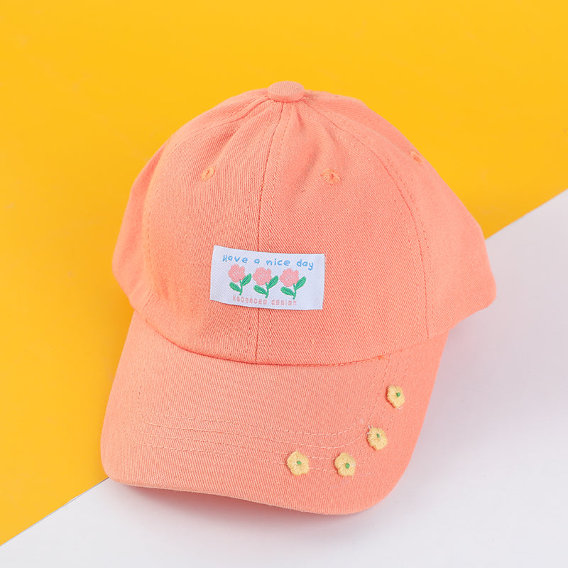3D flower kids baseball cap-orange