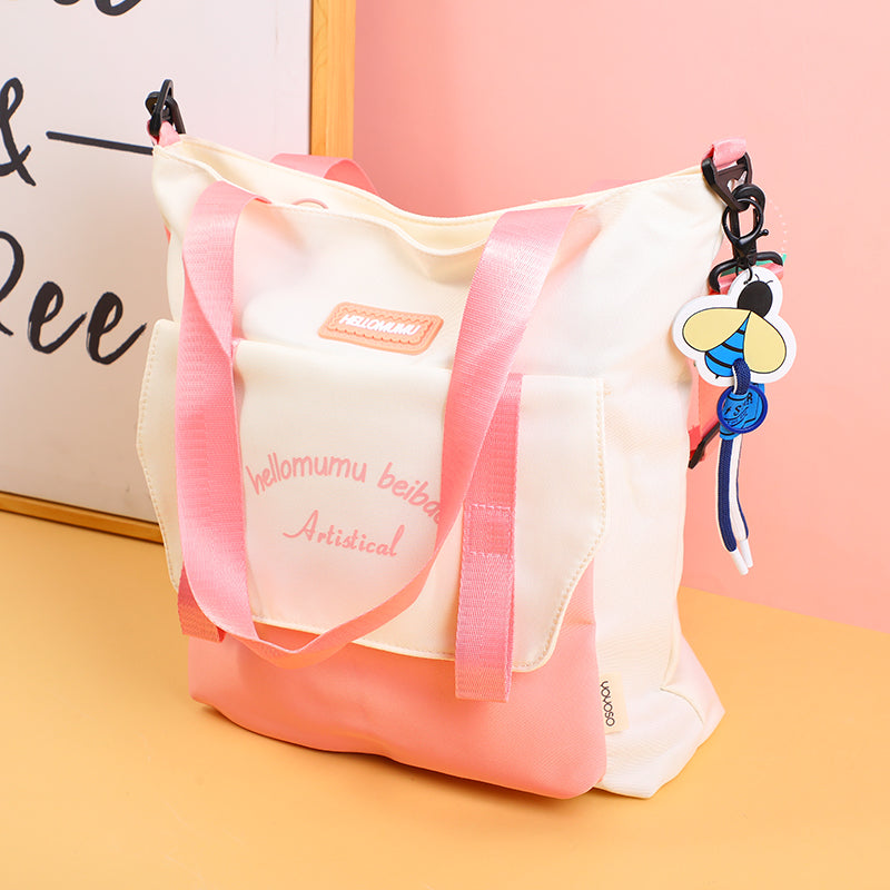 Simple shopping bag with shoulder strap-pink