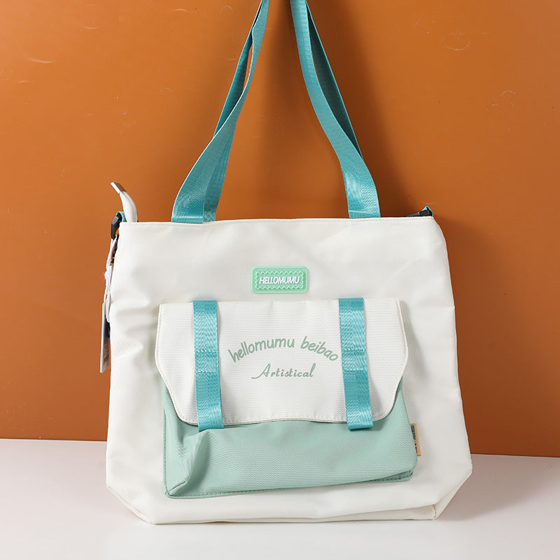 Simple shopping bag with shoulder strap-green