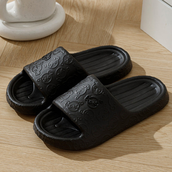 Cartoon pattern men's household slippers black size 44-45