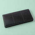 Men's stitching long wallet-black