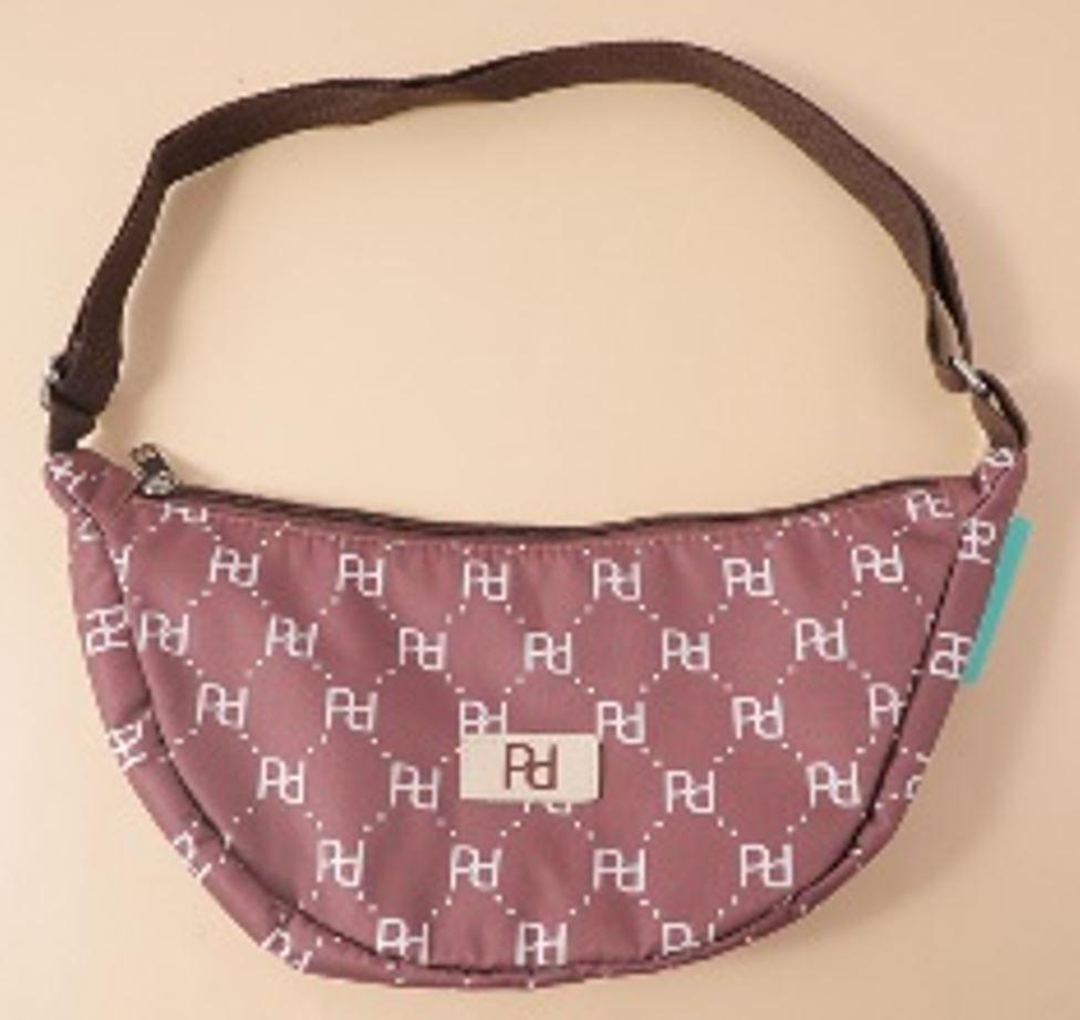 PD logo crossbody bag with zipper- dark coffee