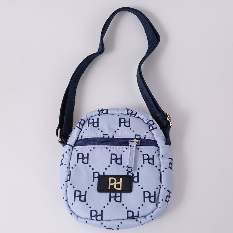 PD logo vertical crossbody bag with zipper-blue