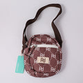 PD logo vertical crossbody bag with zipper-dark coffee