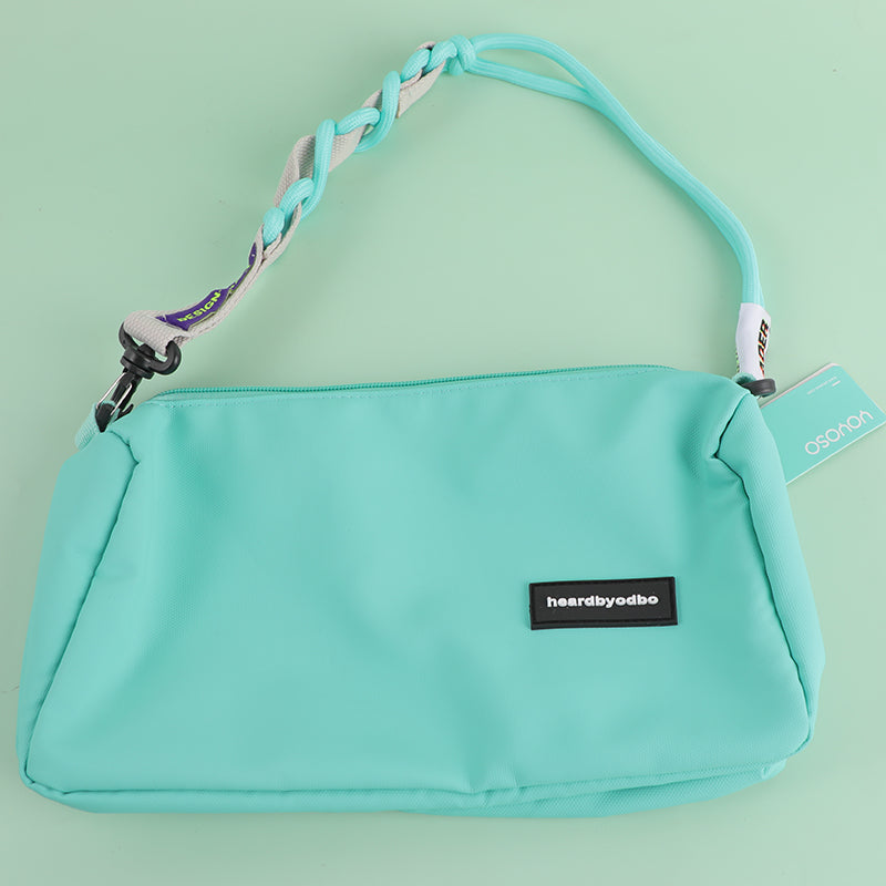 Lanyard crossbody bag with zipper-blue