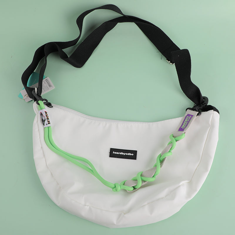 Lanyard simple crossbody bag with zipper-white