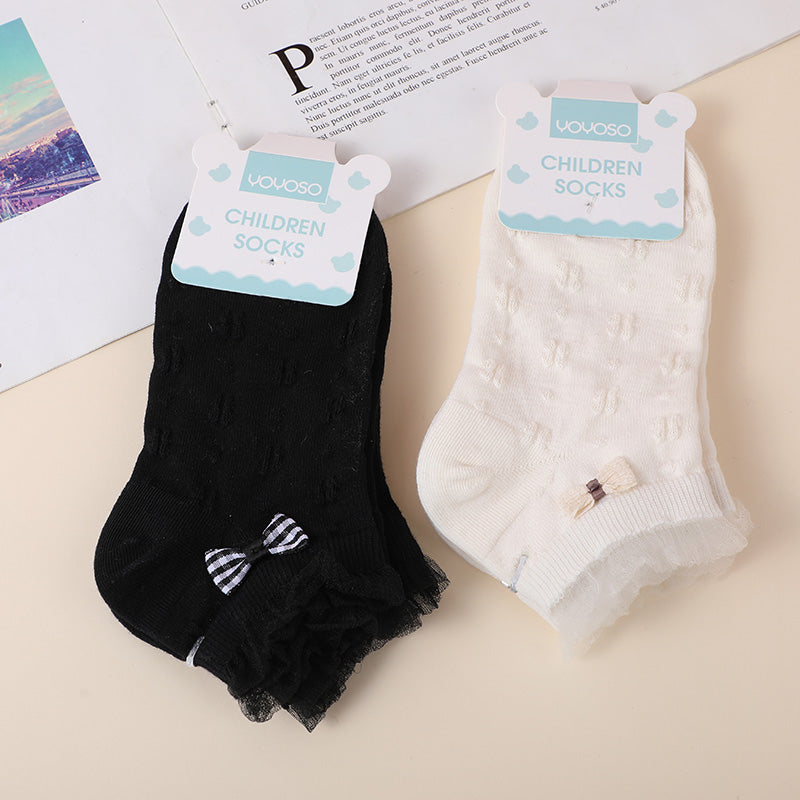 Bowknot lace princess children's socks M size