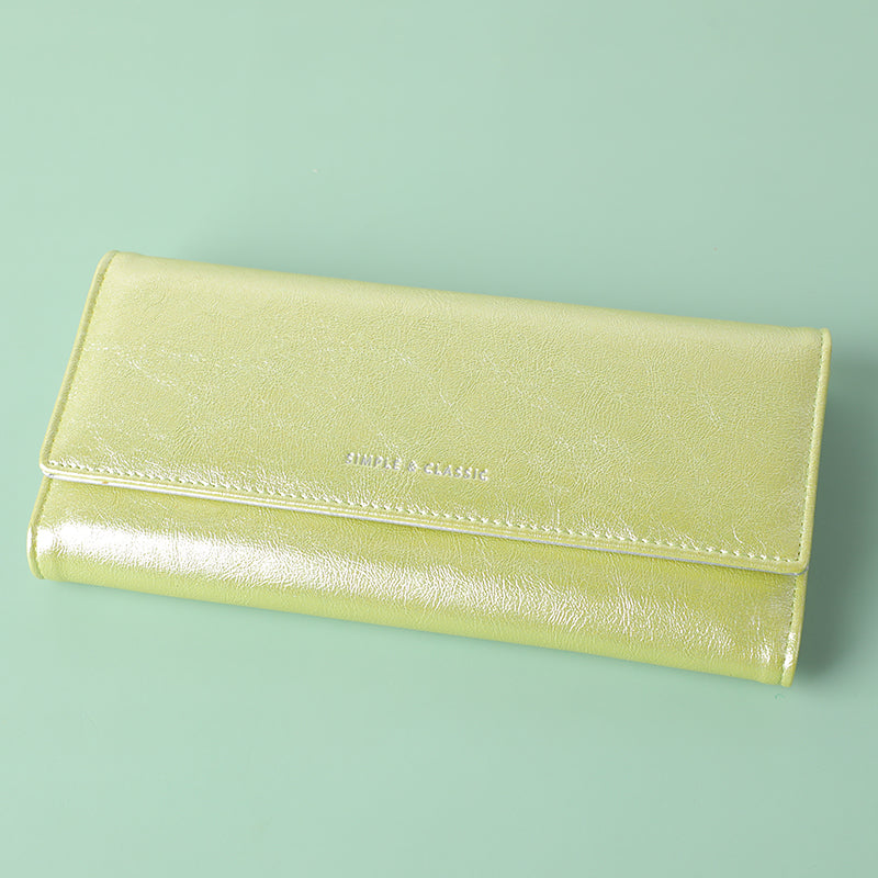 Pearl shimmer large three folding wallet-yellow