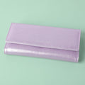 Pearl shimmer large three folding wallet-purple
