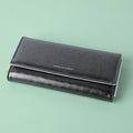 Pearl shimmer large three folding wallet-black