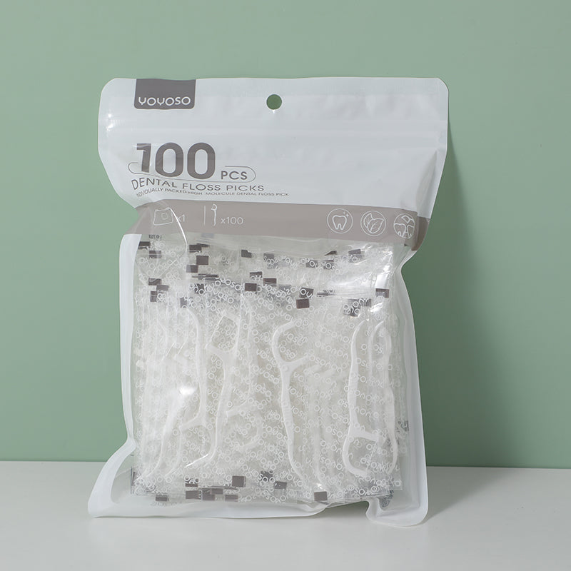 Individually packed high molecule dental floss pick (100pcs)
