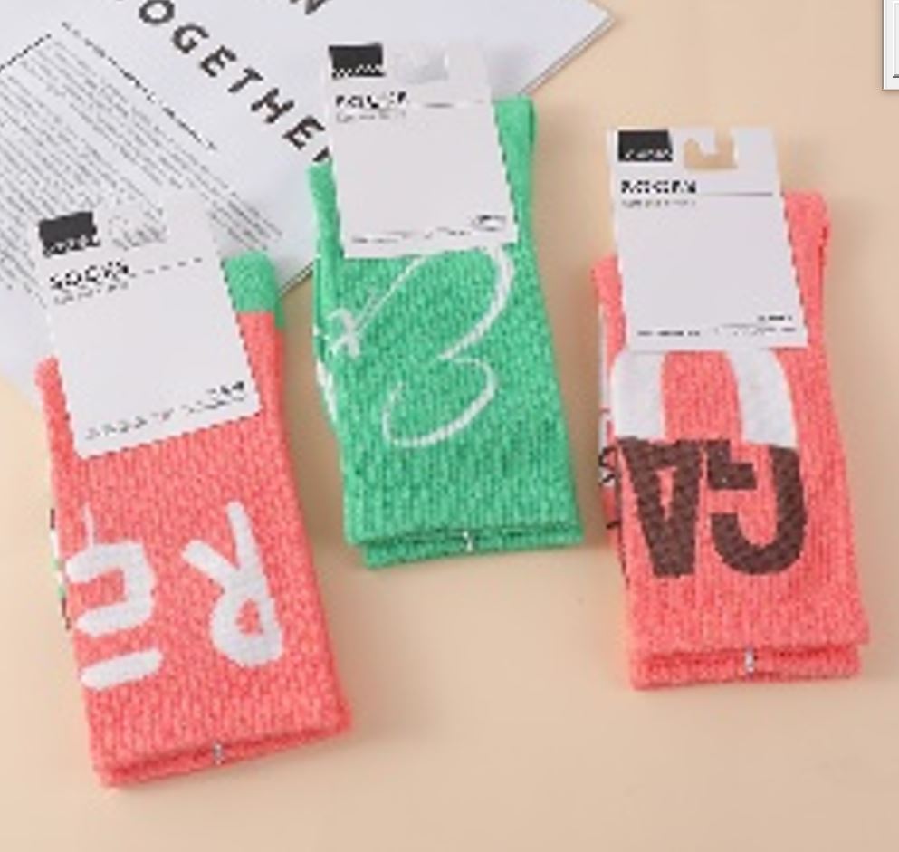 Original pink and green high elastic women's mid-calf socks