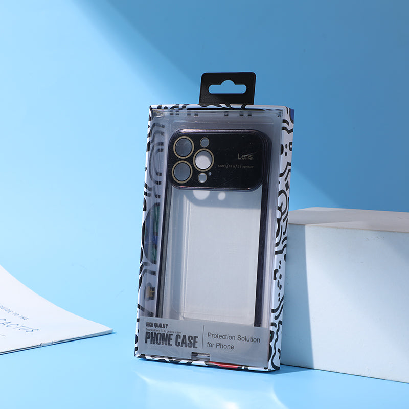 Apple 13 Pro Max phone case with large window electroplated glass protector