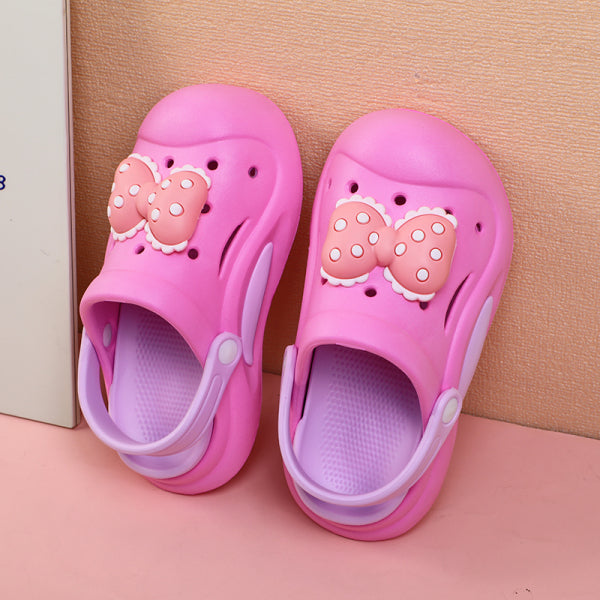 Rosy red + purple bow Children's flip-flops - 32-33