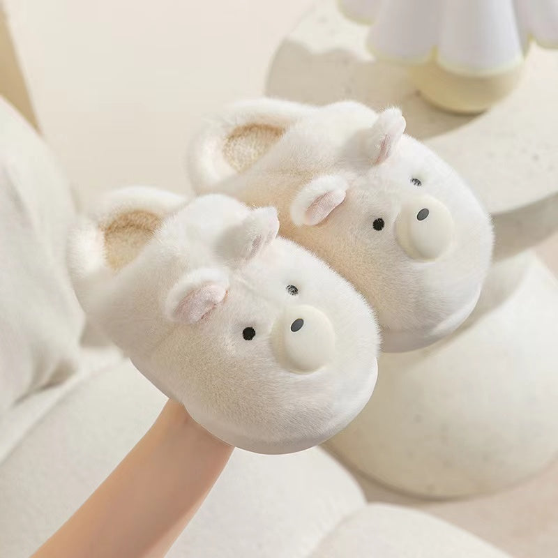 Cartoon little bear children's cotton slippers size 30-31-white