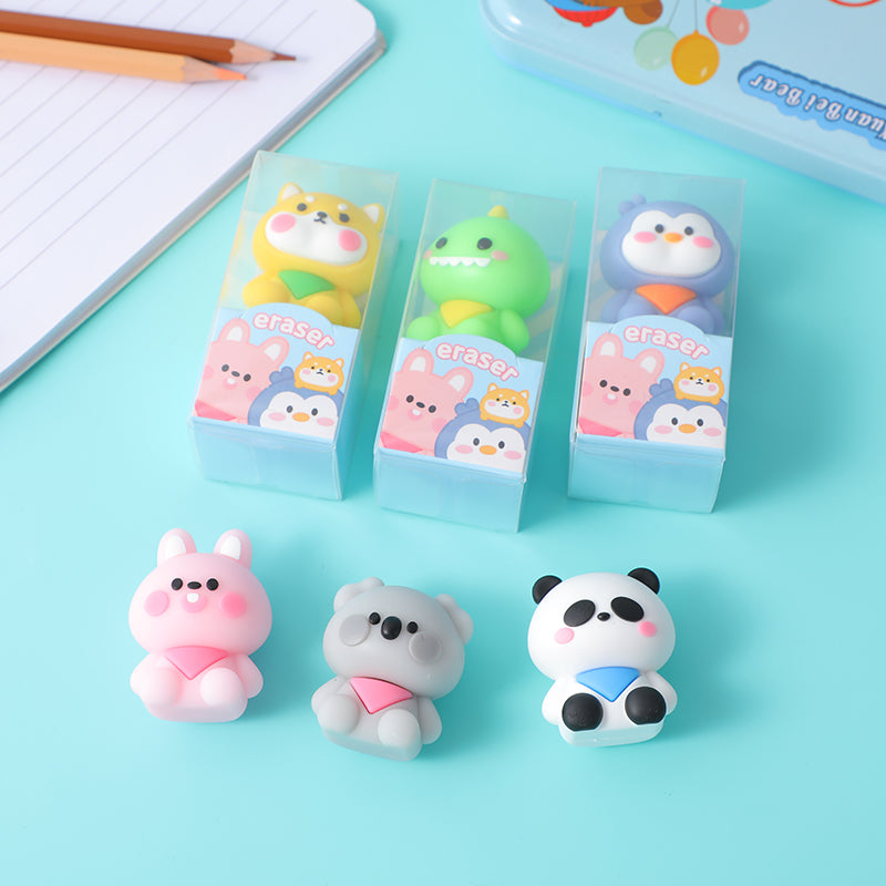 Stereoscopic eraser-cute animal park