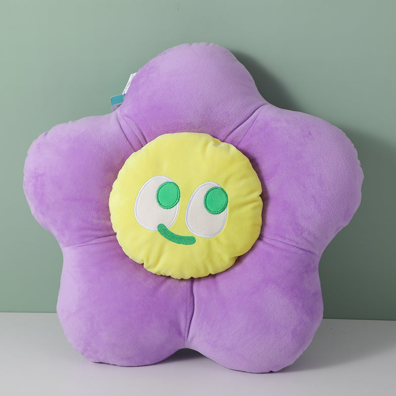 Colorful smiley face flower cushion-purple