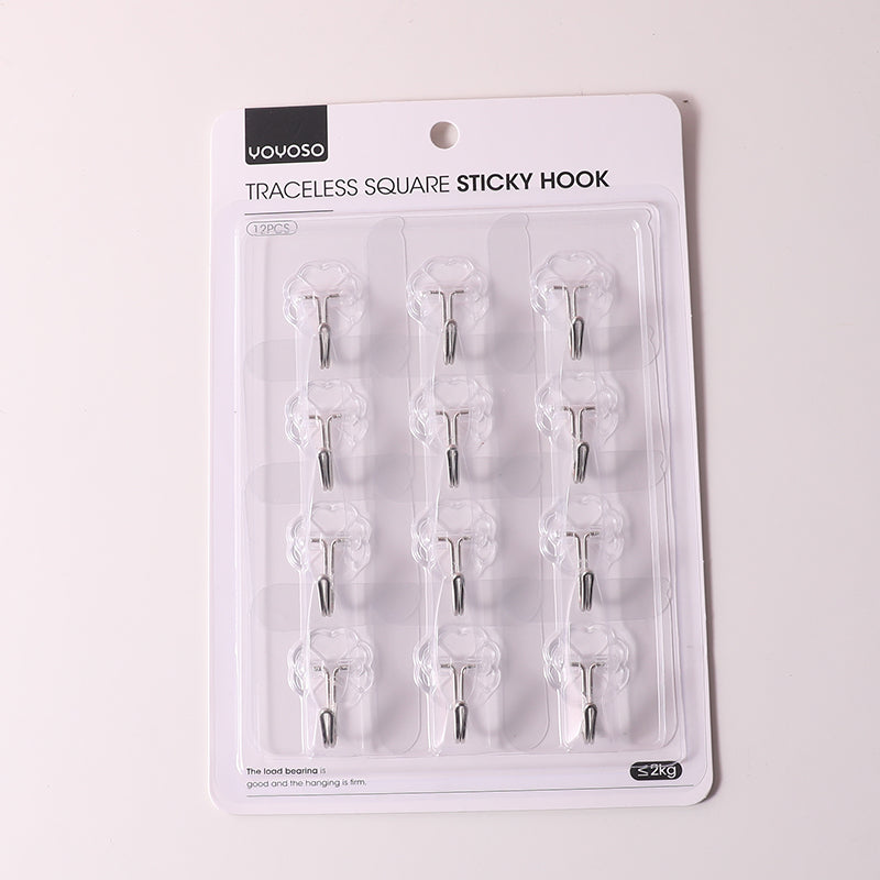 Traceless square sticky hook 12pcs set