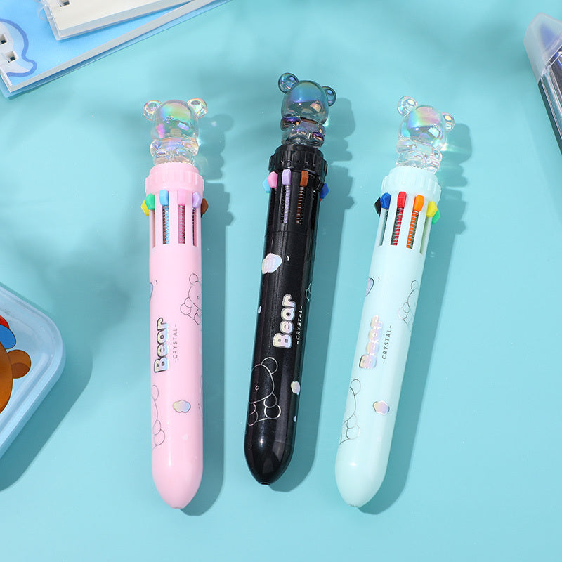 Crystal bear ten-color ballpoint pen