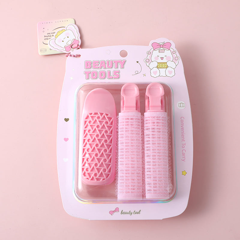 Cute rabbit series hair curler and clip styling combo 3pcs set