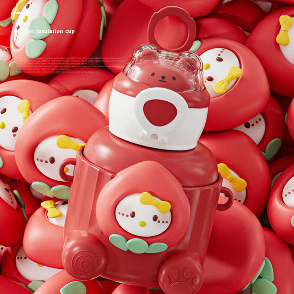 Fruit space capsule children's vacuum cup 500ml-red