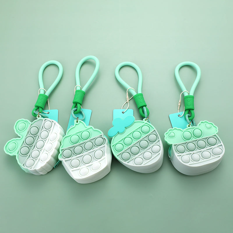 Gradient green stress relief silicone coin purse