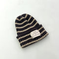 Fashion colour contrast stripes children's knitted hat-black