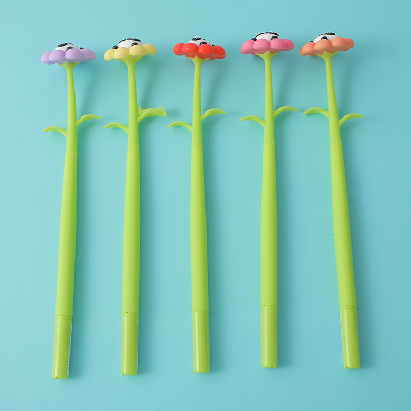 Panda with flower shaking gel pen-black
