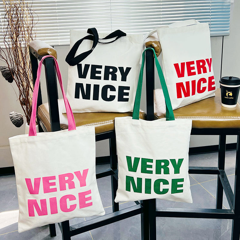 Canvas shoulder bag / Rich life series shopping bag