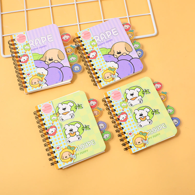 Colourful fruity papi dog PVC bookmark coil notebook