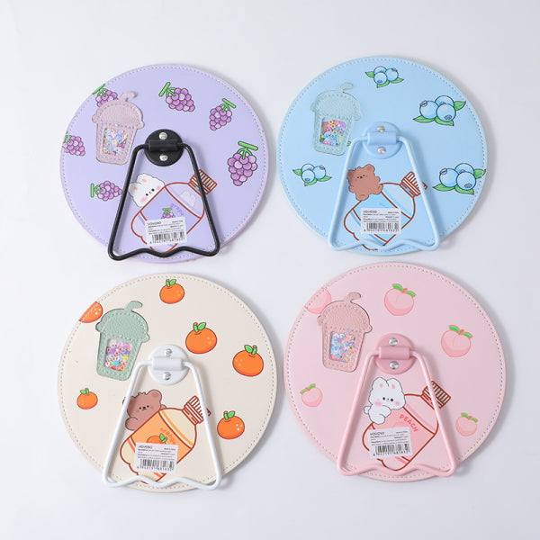 Cute pet drinks round fun table mirror