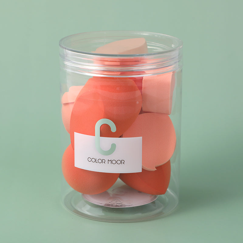Delicate and soft barreled multi-purpose powder puff 9pcs set-orange