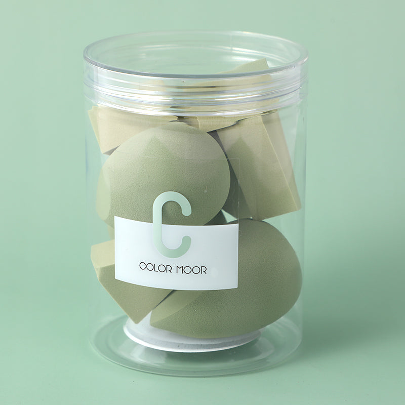 Delicate and soft barreled multi-purpose powder puff 9pcs set-green