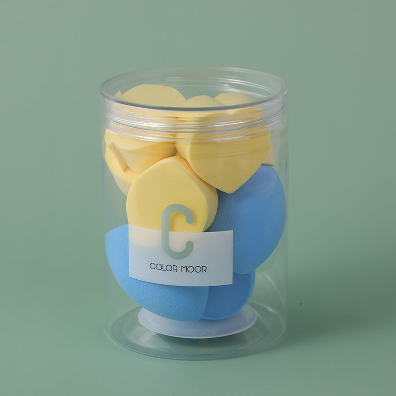 Delicate and soft barreled multi-purpose powder puff 9pcs set-blue & yellow