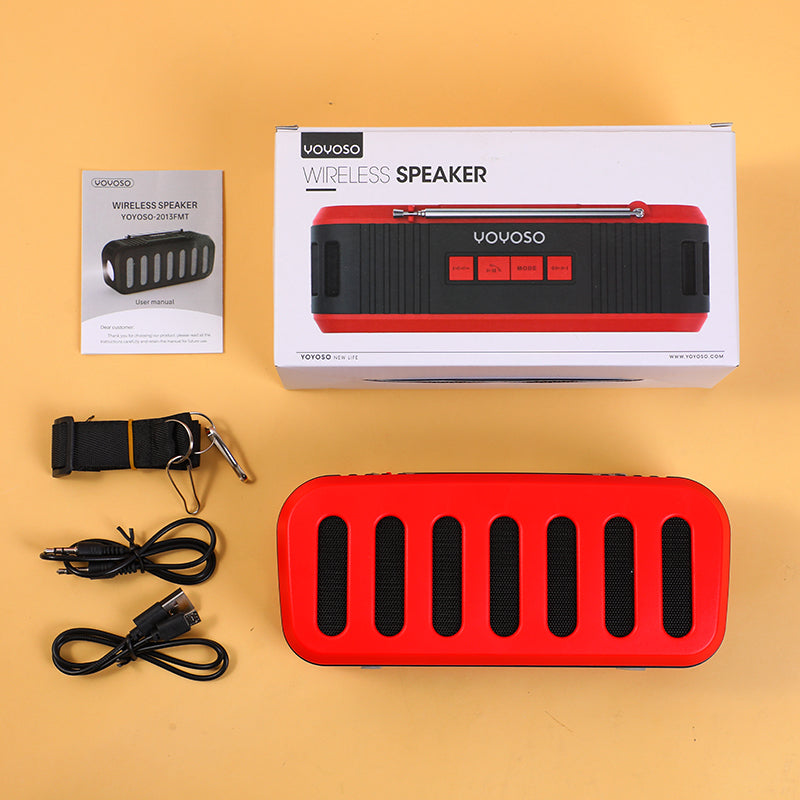 Antenna wireless speaker with solar panel and flashlight-red